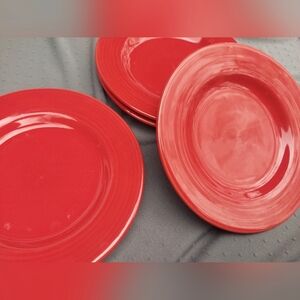 Lot of 4 Pottery Barn SAUSALITO MERLOT RED 9" Salad Lunch Plates Discontinued